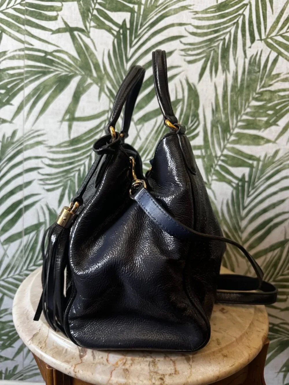 GUCCI Soho Patent Leather GG Embossed Tote / Shoulder Bag – Tassel Zip - Picture 3 of 12